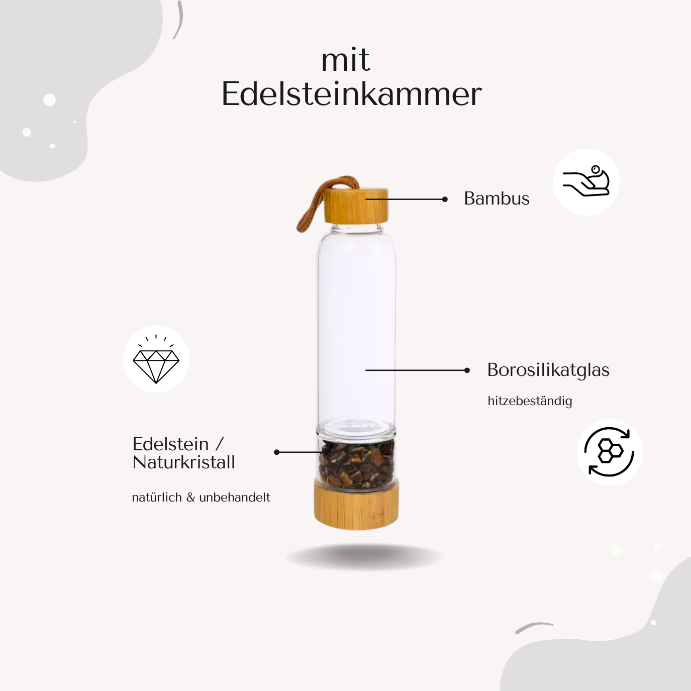 🟤 Energieperle Tigerauge – Die Kristall-Wasserflasche für Schutz & innere Stärke