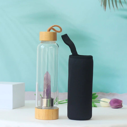 💜 Energieperle Amethyst – Die Kristall-Wasserflasche für innere Ruhe & Klarheit