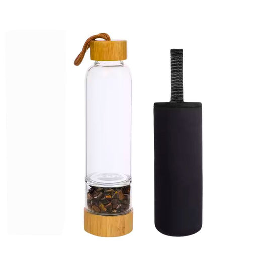 🟤 Energieperle Tigerauge – Die Kristall-Wasserflasche für Schutz & innere Stärke