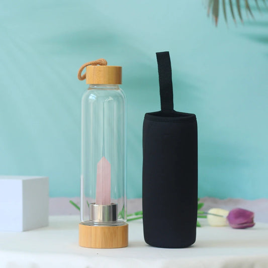 💗 Energieperle Rosenquarz – Die Kristall-Wasserflasche für Liebe & Harmonie