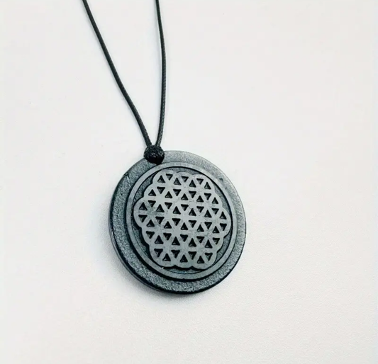 Shungit Halskette Blume des Lebens – Harmonie & Lebenskraft